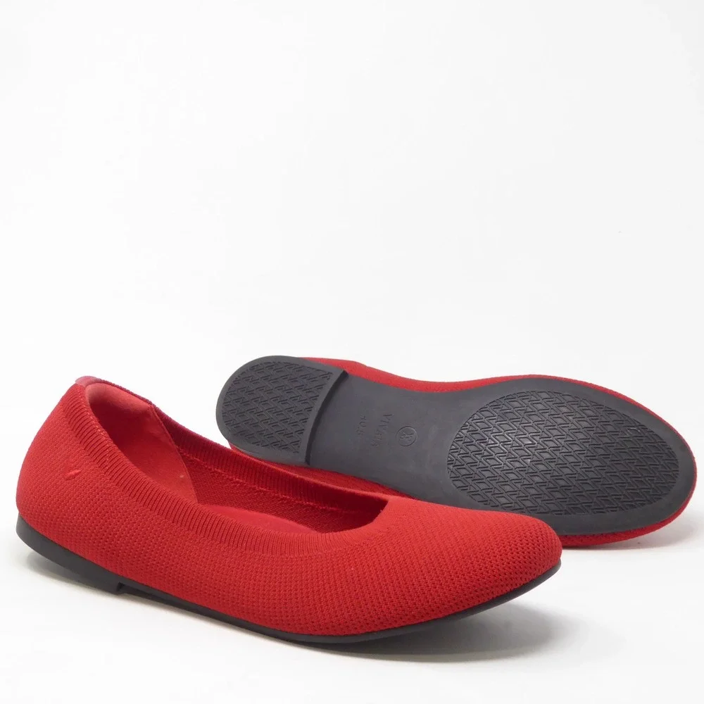 VIVAIA Womens Claire Walker Ballet Flats Red Knit Round Toe 40.5 / 9-9.5
